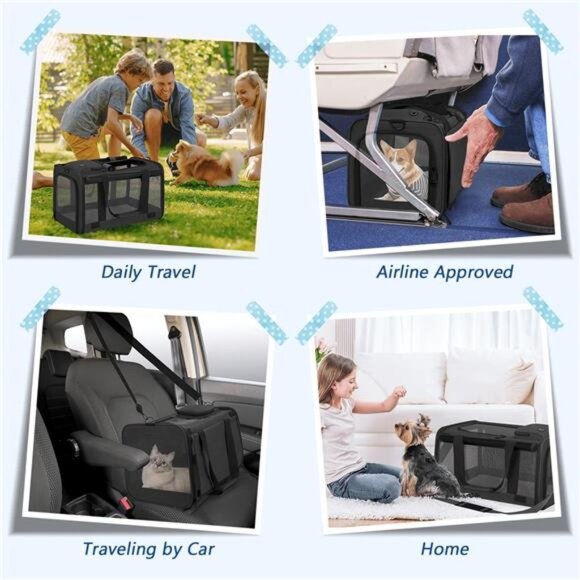 Cat Carrier, Large Cat Carrier for Small Medium Dogs Cats, Foldable Soft-Sided - Picture 7 of 7